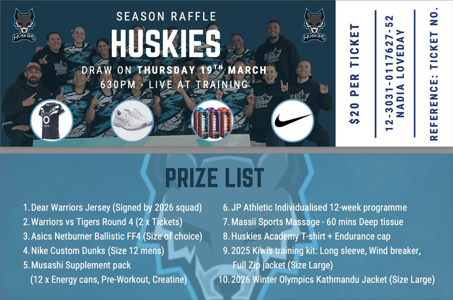 Huskies Netball Raffle